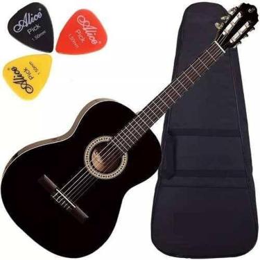 Imagem de Kit Violão Acústico Aço Com Capa Afinador S14 Preto Giannini