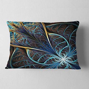 Imagem de Designart Abstrato Marrom Fractal Flor' Lombar Sala de Estar, Sofá, Almofada de Alta Qualidade + Capa de Almofada Estampada em ambos os lados 30,5 x 50,8 cm