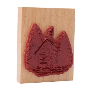 Imagem de AYNEFY Carimbo De Borracha De Madeira, Madeira Vila Padrão Artesanato Carimbo Decorativo Adequado para Artesanato Planejadores Revistas De Viagem Scrapbooks Diários Álbuns De Fotos