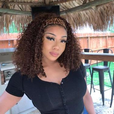 Imagem de Peruca com bandana Punmasa Deep Wave Chocolate Brown Human Hair