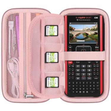 Imagem de Elonbo Estojo De Transporte Para Calculadora Gráfica Colorida Texas Instruments Ti-Nspire Cx Ii Cas/Ti-Nspire Ii/Cx/Cx Cas, Bolso Extra Com Zíper Cabo Carregamento E Manual, Ouro Rosa