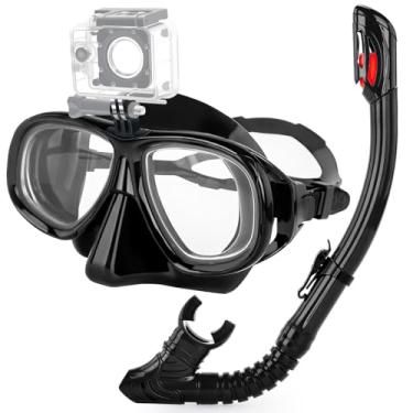 Imagem de Snorkeling Gear For Adults Youth, Nearsighted Anti-Fog Diving Mask & Silicone Dry Snorkel for Scuba Diving, Spearfishing, Freediving
