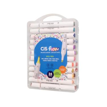 Imagem de Marcador Criativo Acrílico CIS FLOW, Ponta dupla, Não transfere para o outro lado, Estojo com 24 cores