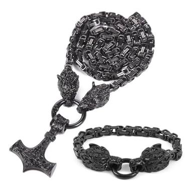 Imagem de FKOJMH Colar com pingente Thor Mjolnir de aço inoxidável, 20 Inches, Aço inoxidável, Sem Pedra Preciosa