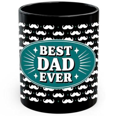 Imagem de Caneca de café de cerâmica Best Dad Ever 325 ml Dia dos Pais - Caneca de chá e café com aderência confortável - Copo de presente divertido exclusivo para escritório ou casa - Impressão vibrante de