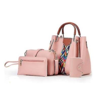 Imagem de Bolsas novas bolsas femininas de 4 peças rosa - HUOGUO