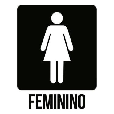 Imagem de Kit 3 Placas Banheiro Feminino Preta Ícone 36X46