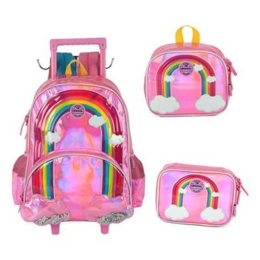 Imagem de Kit Mochila Carrinho Arco Íris Metalizado  Up4You