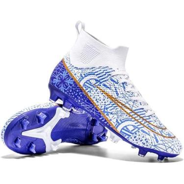 Imagem de Tênis de futebol masculinos de futebol com pontas longas, couro e borr