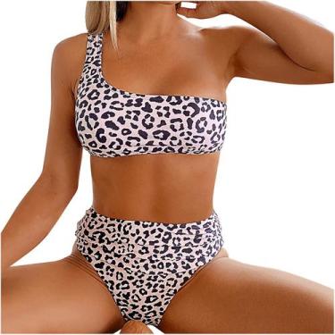 Imagem de Maiô feminino de um ombro com estampa de biquíni com estampa de duas p
