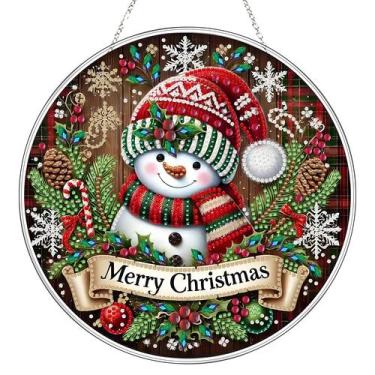 Imagem de Kit de artesanato artístico JJFox DIY Acrylic Diamond Art Christmas Sn