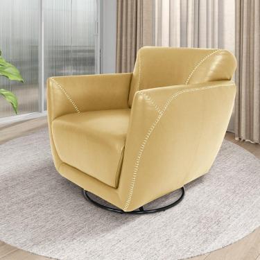 Imagem de Poltrona Decorativa Valentina Sala de Estar Giratória Couro Bege G40 - Gran Belo