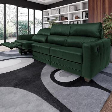 Imagem de Sofá Sala de Cinema Elétrico Maldivas Reclinável Retrátil 4 Lugares 281cm Couro Verde Brilho G40 - Gran Belo