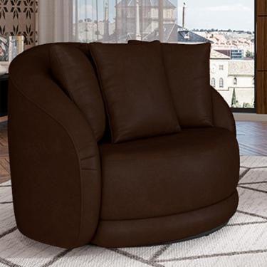 Imagem de Poltrona Decorativa Base Giratória Galáxia com Almofadas PU Marrom G45 - Gran Belo