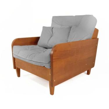 Imagem de Poltrona Paris II Madeira Maciça Natural - R9 Design Futon