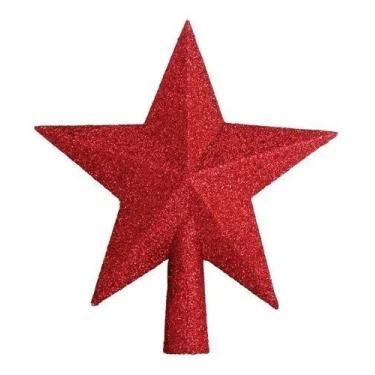 Imagem de Ponteira para Árvore 15cm Estrela Glitter Color - Atelie Center, Verme