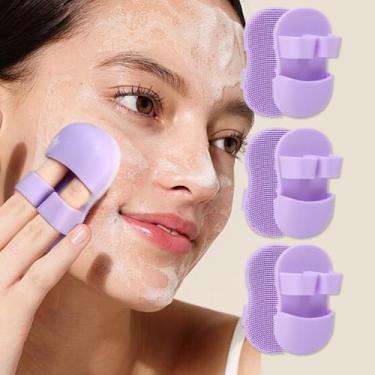 Imagem de 3 peças de escova de limpeza profunda feminina de silicone macio para remoção de acne e cravos faciais, 8,5 x 5 x 2,5 cm, roxo