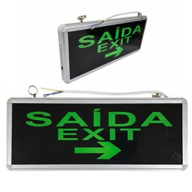 Imagem de Placa de Sinalizaçao Saida Bateria Emergencia Lampada LED Luz Iluminaç