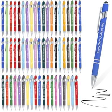 Imagem de blackonvlm 60 canetas inspiradoras, canetas esferográficas motivacionais com ponta Stylus canetas de tinta engraçadas para escrever metal gel diário com citações presentes de enfermeira para escola