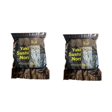 Imagem de Alga Marinha Yakisushi Nostimo Nori Black 140g com 50 folhas KIT 2X - 