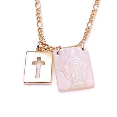 Imagem de Colar com pingentes de cruz Miraculous & Gold para mulheres, corrente banhada a ouro 18 K, joias religiosas