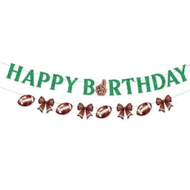 Imagem de Faixa de futebol pré-amarrada de feliz aniversário faixa de guirlanda de futebol para suprimentos de festa de aniversário com tema esportivo