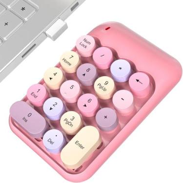 Imagem de Teclado numérico sem fio MOWUX Cute Colorful Numeric Keypad rosa