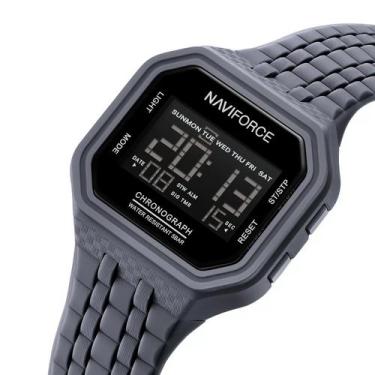 Imagem de Relógio Masculino Naviforce Esportivo Quadrado Ultra Digital -, Cinza