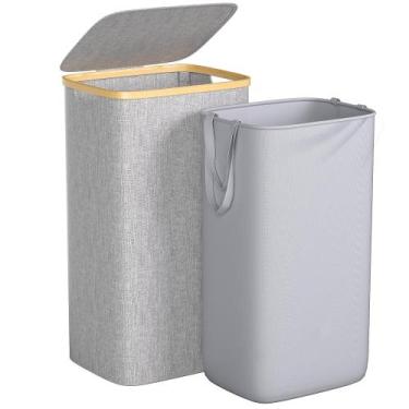 Imagem de Cesto de roupa suja Foluck 100L impermeável dobrável com tampa