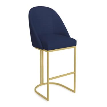 Imagem de Banqueta Alta Bela Suede Base Metálica Industrial Dourado - Pallazio