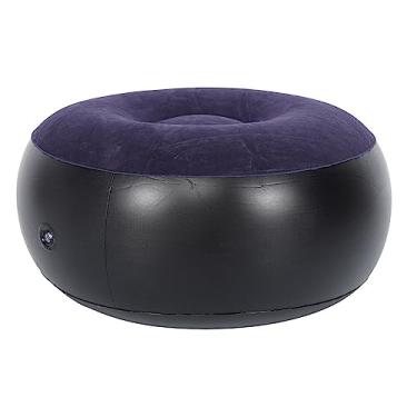 Imagem de Eacam Cadeira Dobrável Pequena de Acampamento, Banco Inflável Flocado, Apoio para Os Pés de PVC para Viagens de Escritório Doméstico Com Otomano, Bola de Ioga para Carro, Sala de