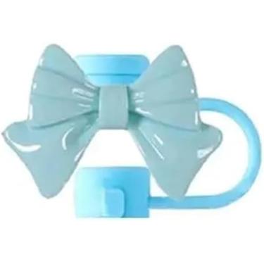 Imagem de Capa de canudo de laço azul para copo Stanley de 40 e 850 g, tampa de cobertura de palha de silicone de 10 mm para acessórios de copo Stanley, bonito topo de palha para copos, tampa de palha para