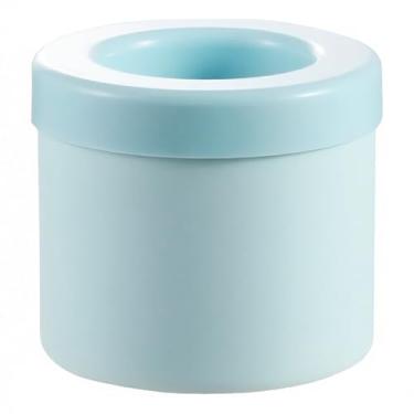 Imagem de Forma de Gelo em Silicone com Tampa, Cubo Redondo, Cor Azul Claro, Bandeja para Congelamento
