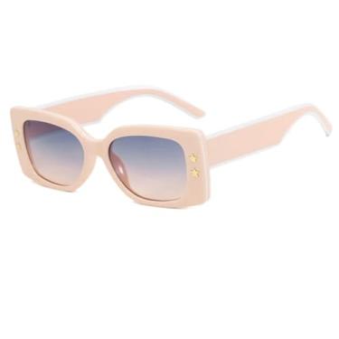 Imagem de HCPIHF Óculos de sol da moda vintage punk degradê feminino e masculino (bege e amarelo)