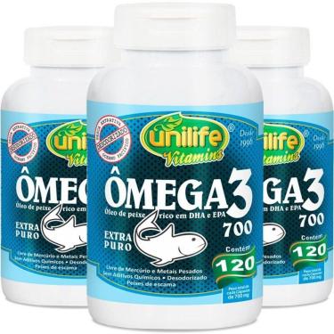 Imagem de Kit 3 ômega 3 óleo De Peixe 700mg Unilife 120 Cápsulas