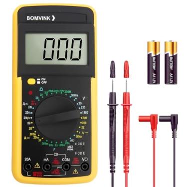 Imagem de Multímetro Digital Profissional com Capacímetro, Bip Sonoro, Teste de Transistor, LCD 3½ Dígitos, Corrente e Tensão AC/DC + Pilhas Inclusas