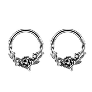 Imagem de Niaspi Brincos de argola delicados de cartilagem floral para mulheres, 16G, aço inoxidável, strass, grinalda, flor, brincos de argola para nariz, septo, piercing de narina, joias, 16g, Aço inoxidável