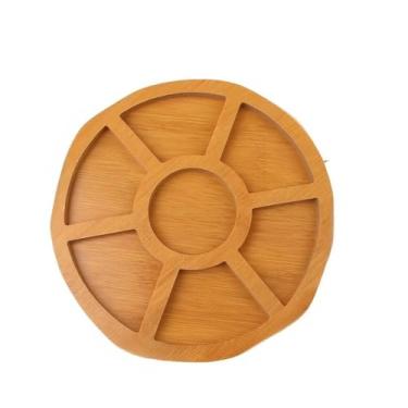 Imagem de Kit Petisqueira de Madeira Redonda com Molheira Ramekin e Garfinhos para Petiscos Frios e Queijo