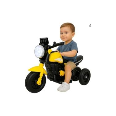 Imagem de Mini Moto Esportiva Elétrica Infantil, Amarela, Bateria Recarregável, para Crianças a partir de 3 Anos, Suporta até 30kg, 68 x 44 cm