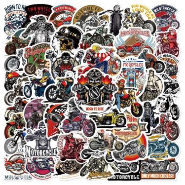 Imagem de Pacote de adesivos de motocicleta Cool Biker Helmet & Motorbike x50