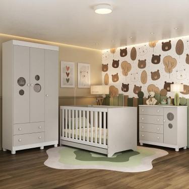 Imagem de Quarto de Bebê Completo com Berço Americano 3 em 1 Bombom Multimóveis MP4622