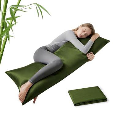 Imagem de MR&HM Capa de travesseiro corporal refrescante 51 x 137 cm, capa de travesseiro corporal para pessoas com sono quente, respirável e absorvente de umidade, raiom derivado de mistura de bambu e