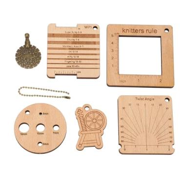 Imagem de Medidor de tricô de madeira Réguas Medição de fios Gancho de crochê Fio Guia de envoltório Acessórios Ferramenta giratória Kit completo prático portátil para tricô Crochê