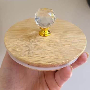 Imagem de Conjunto de 2 Potes de Vidro Âmbar, Tampa de Bambu, 950 ml, Cristal Liso, para Armazenamento de Alimentos