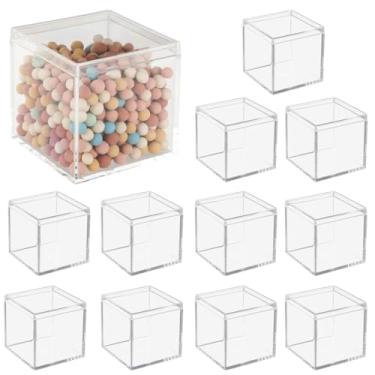 Imagem de Pequenos cubos de acrílico transparente, 12 peças, mini caixas transparentes para joias, lanches, fins de exibição, embalagem de presente, armazenamento colecionável