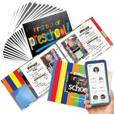 Imagem de Livro de memória escolar Class Keeper com placas de foto do primeiro e último dia de aula, álbum de recortes de listras primárias e adereços de foto de texto primário