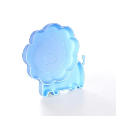 Imagem de Prato Refeição 3 Divisórias Infantil Silicone Ventosa Bebê Leaozinho Azul