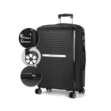 Imagem de Mala de Viagem Polipropileno, Zíper Antifurto, Expansível, Rodas Duplas - Polo King (Preto, Bordo)