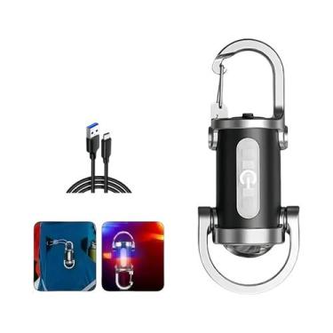 Imagem de Lanterna LED Mini Portátil Com Chaveiro, Recarregável Tipo C, Alta Pot