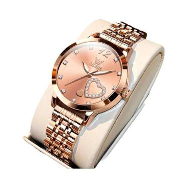 Imagem de OLEVS Relógio de quartzo feminino, diamante incrustado, pulseira de aç
